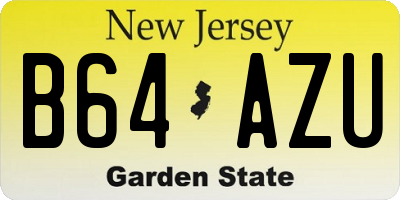 NJ license plate B64AZU