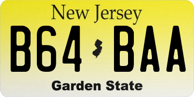 NJ license plate B64BAA