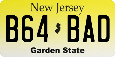 NJ license plate B64BAD
