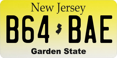 NJ license plate B64BAE