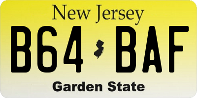 NJ license plate B64BAF