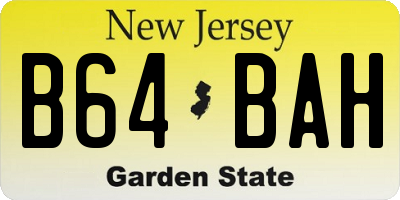 NJ license plate B64BAH