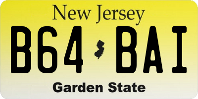 NJ license plate B64BAI