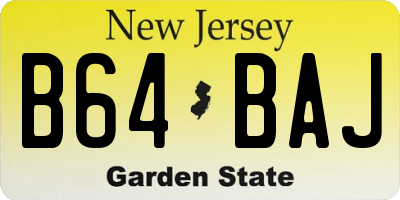 NJ license plate B64BAJ