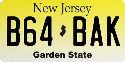 NJ license plate B64BAK