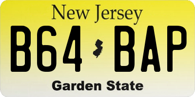 NJ license plate B64BAP