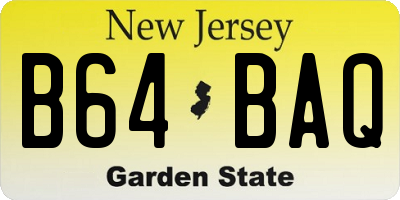 NJ license plate B64BAQ