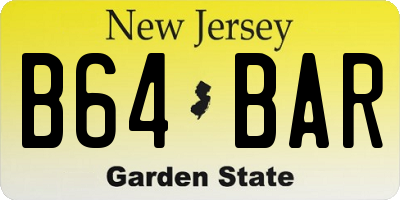 NJ license plate B64BAR