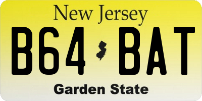 NJ license plate B64BAT