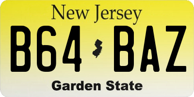 NJ license plate B64BAZ