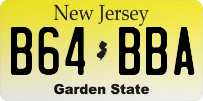 NJ license plate B64BBA