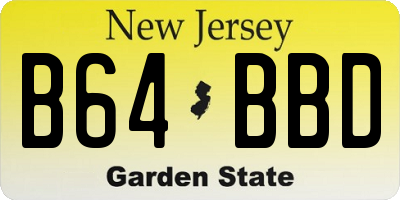 NJ license plate B64BBD