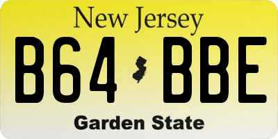 NJ license plate B64BBE
