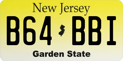 NJ license plate B64BBI