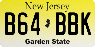 NJ license plate B64BBK