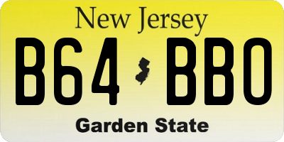 NJ license plate B64BBO