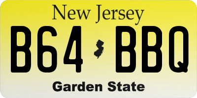 NJ license plate B64BBQ