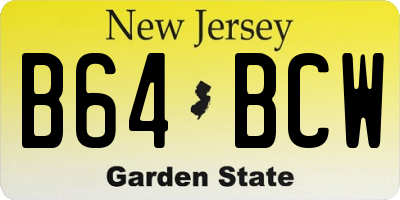 NJ license plate B64BCW