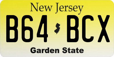 NJ license plate B64BCX