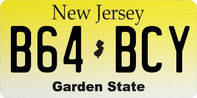 NJ license plate B64BCY