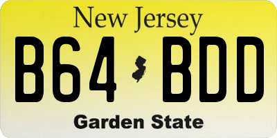 NJ license plate B64BDD