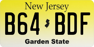 NJ license plate B64BDF