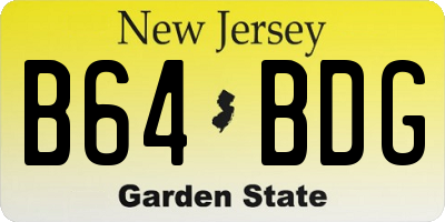 NJ license plate B64BDG