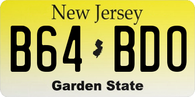NJ license plate B64BDO
