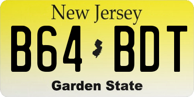 NJ license plate B64BDT