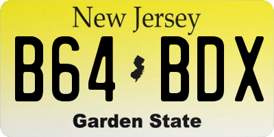 NJ license plate B64BDX