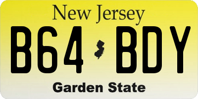 NJ license plate B64BDY