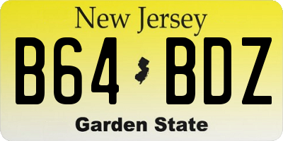 NJ license plate B64BDZ