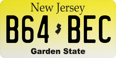 NJ license plate B64BEC