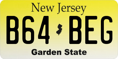 NJ license plate B64BEG