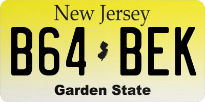 NJ license plate B64BEK