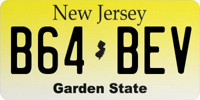 NJ license plate B64BEV