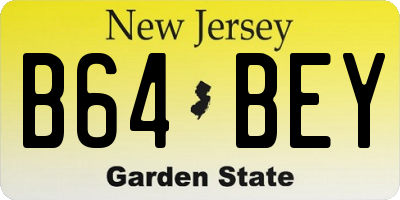 NJ license plate B64BEY