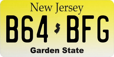 NJ license plate B64BFG