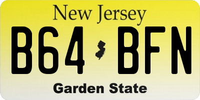 NJ license plate B64BFN