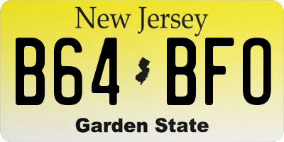 NJ license plate B64BFO