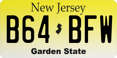 NJ license plate B64BFW