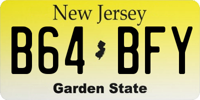 NJ license plate B64BFY