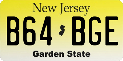 NJ license plate B64BGE
