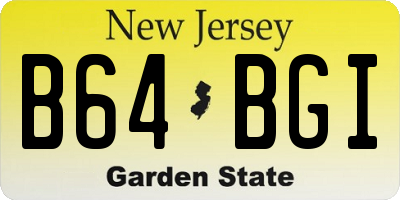 NJ license plate B64BGI