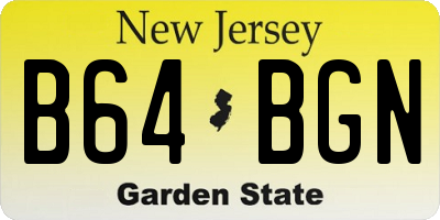 NJ license plate B64BGN