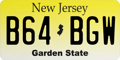 NJ license plate B64BGW