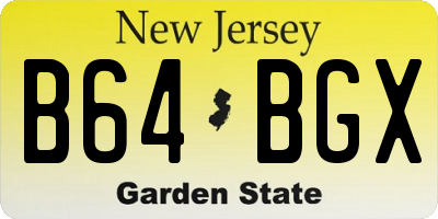 NJ license plate B64BGX