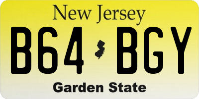 NJ license plate B64BGY