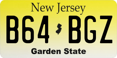 NJ license plate B64BGZ