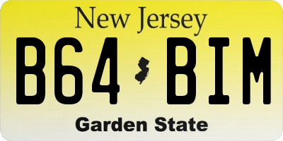 NJ license plate B64BIM